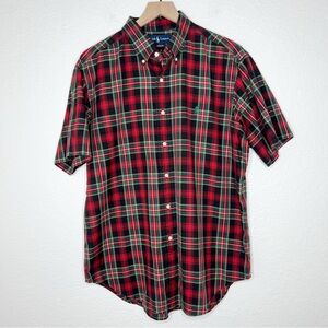 Ralph Lauren Men’s Red Tartan Plaid Short Sleeve Button Down Shirt size Large